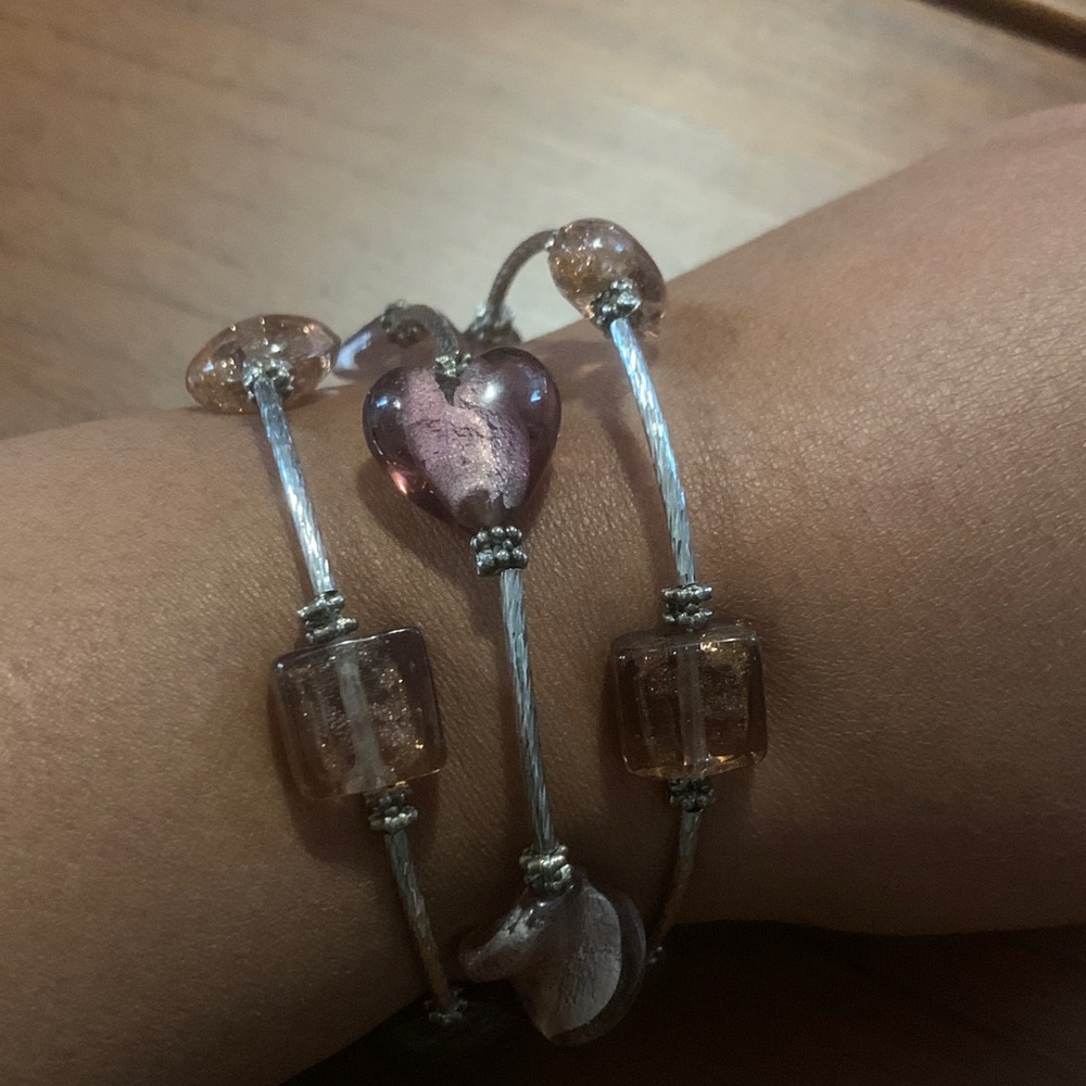 Elegant Dark Purple Glass Beaded Wrap Bracelet